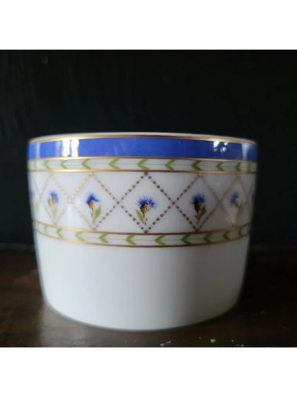 Haviland Limoges Val De Loire Blue Band Cornflower Pattern Flat Cup & Saucer Set